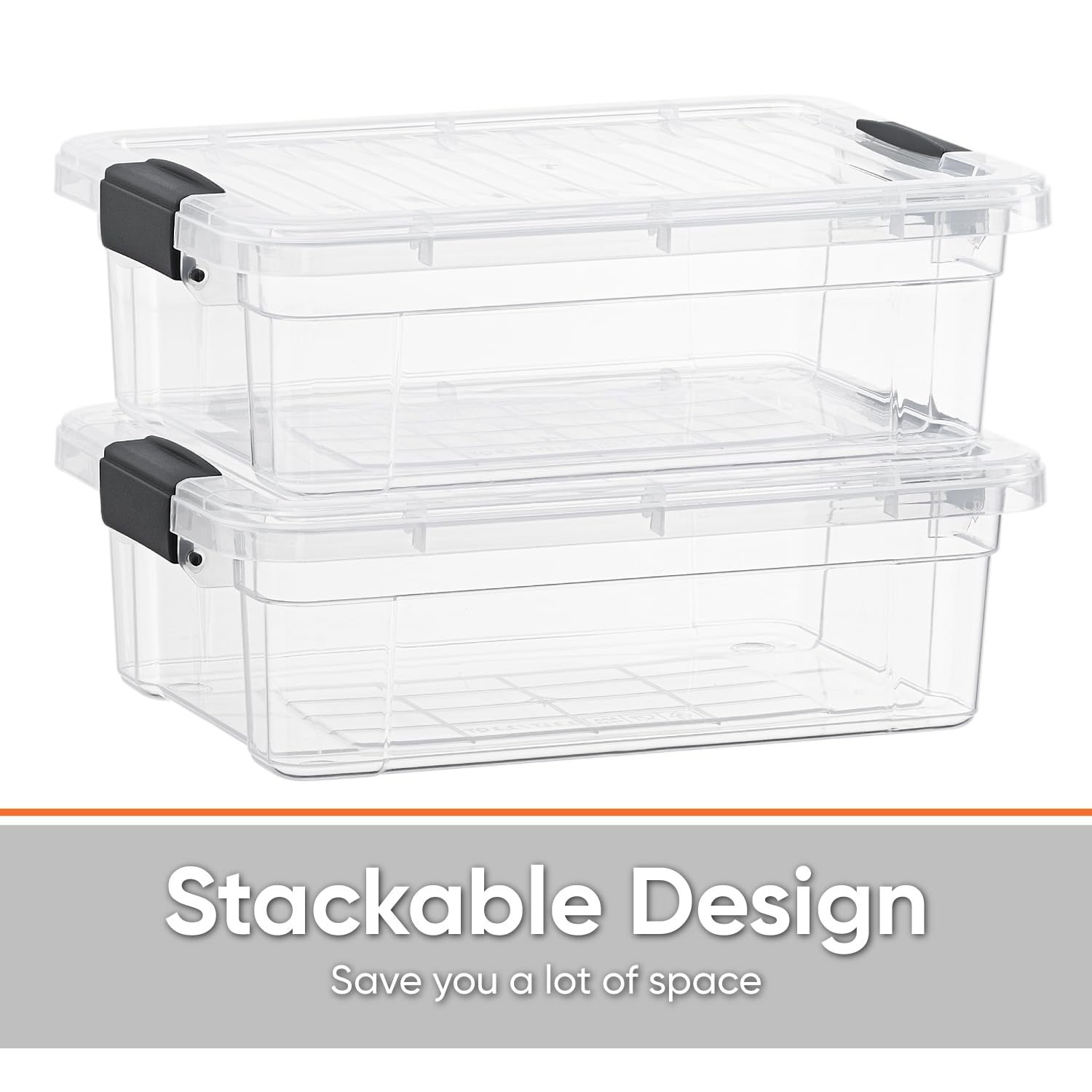 Superio Clear Plastic Storage Bins with Lid, 4.5 Quart Box, Organizing Containers, Stackable