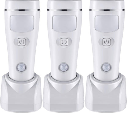 Enhon 4 in 1 LED Emergency Lights for Home Power Failure, 3 Pack Rechargeable Plug in Flashlight Motion Sensor Night Light, Automatic Turn On Power Outage Light for Home Hurricane Supplies(White)