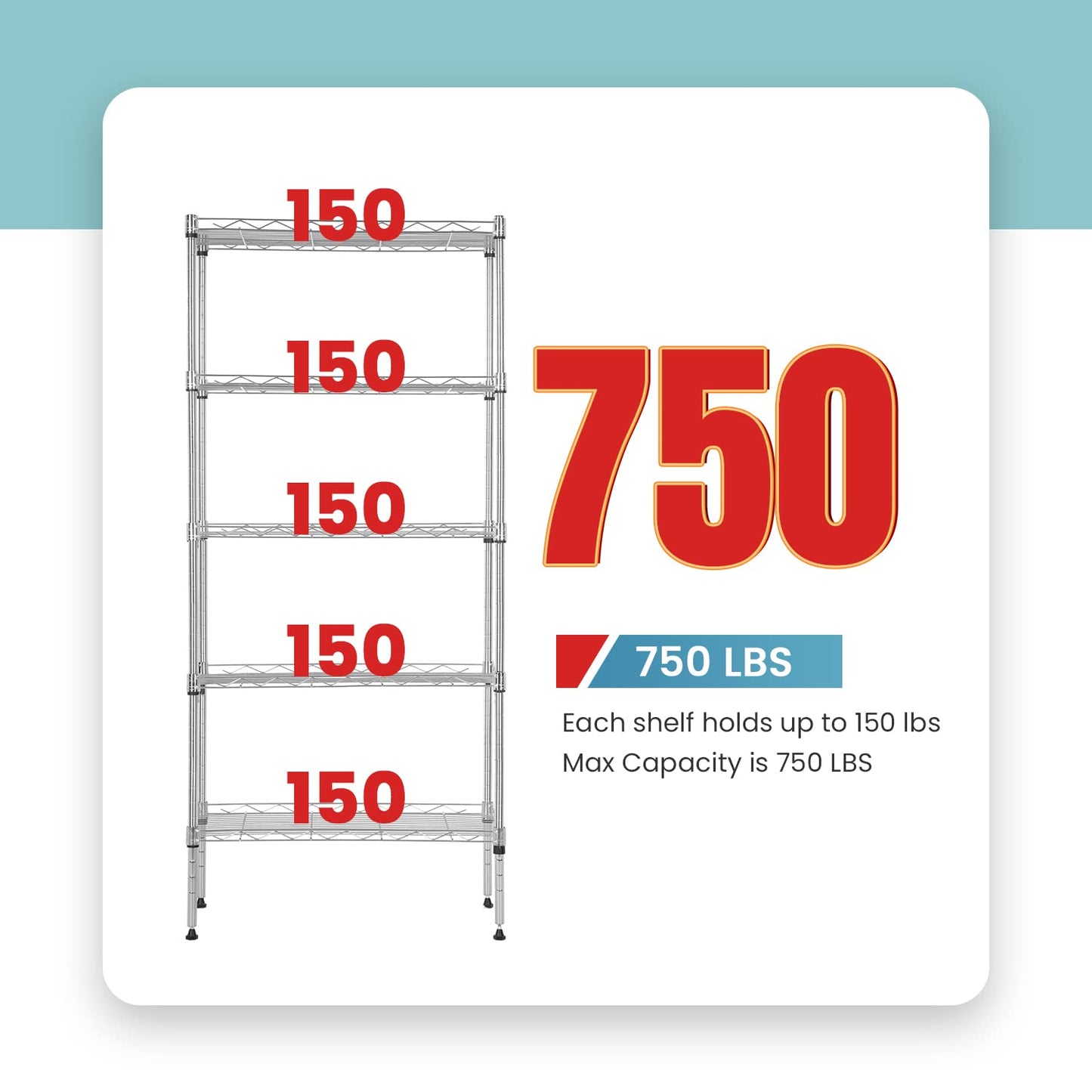 Adjustable NSF-Certified Metal Shelf Wire Shelving Unit Storage for Small Places Restaurant Garage