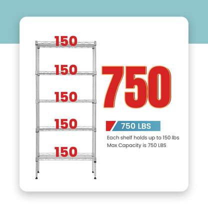 Adjustable NSF-Certified Metal Shelf Wire Shelving Unit Storage for Small Places Restaurant Garage