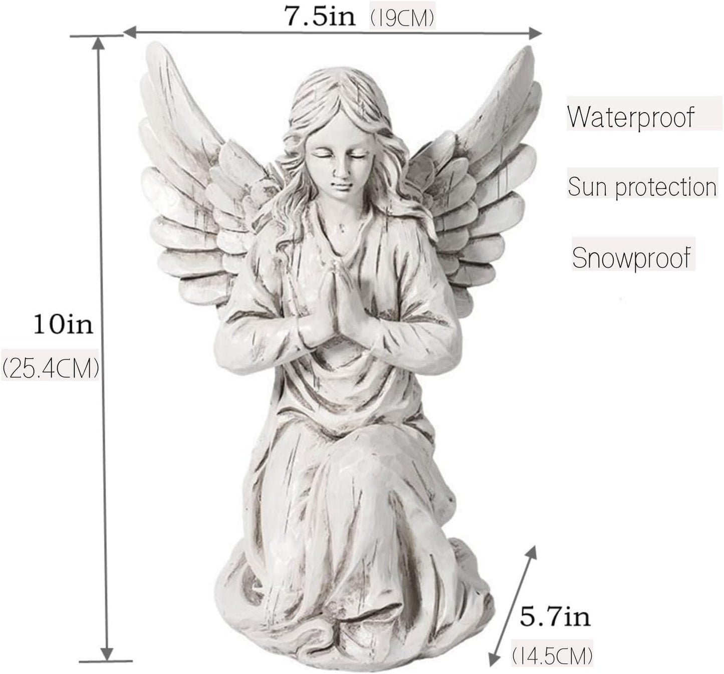 Praying Angel Garden Statue, Religious Fairy Sculpture Waterproof Decorative Figurine Art Decor for Patio, Lawn, Yard, Housewarming Ornament Present Angels HSa-1