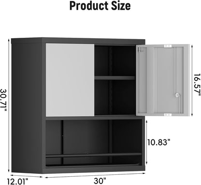 Garage Cabinets,Metal Storage Cabinet with Locking Door,Lockable Wall Mount Cabinet for Storage,Hanging Cabinets for Garage,Kitchen,Office