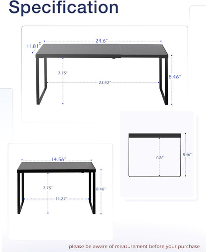 Nxconsu Cabinet Shelf Expandable Organizer Riser Rack for Kitchen Pantry Cupboard Under Sink Countertop Home Organization Extra Storage Space Saver Heavy Duty Metal Edgeless Design Black Extra Large