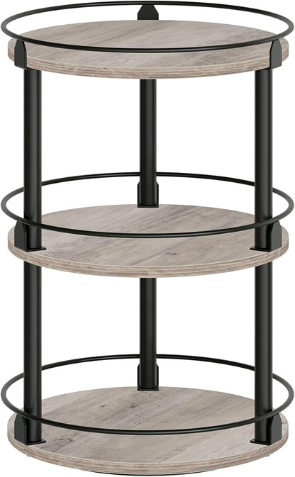 3-Tier Lazy Susan Organizer, Rotating Spice Rack, Spinning Organizer, Industrial Turntable Spice Rack Organizer for Cabinet, Kitchen Countertop, Greige and Black SR23BG