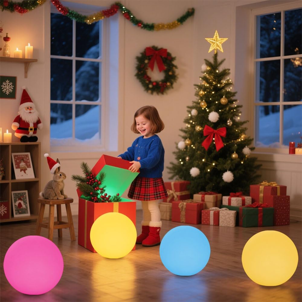 10-in Solar Globe Light, Solar Garden Ball Light Outdoor w/Remote, 16 RGB Color 4 Modes Glowing Ball, Waterproof Smart Light Sensor Control Outdoor Orb Lamp w/Ground Stake for Pathway Patio Yard Party