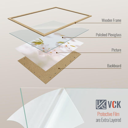 VCK 22x28 Oak Poster Frame 3 Pack, Natural Solid Wood Picture Frames, Wall Mounting Hanging