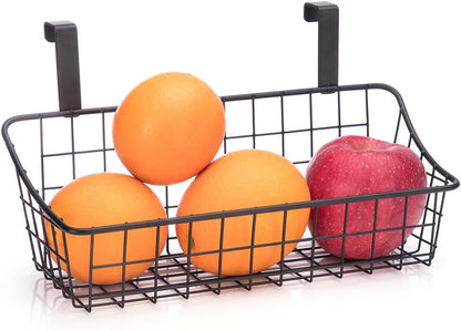 LeleCAT Basket with hook Grid Storage Basket,Hang it behind a door or on a railing,Over the Cabinet Door,Champagne Gray,2 Pack