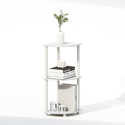 Furinno Turn-N-Tube Corner Shelf, 3-Tier Corner Bookshelf, White