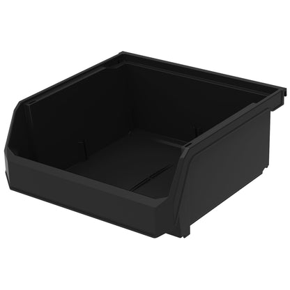 ReadySpace Medium-Wide Stackable Plastic Storage Bins, 4-Pack, Black