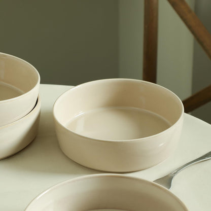 Stone Lain Eden 4-Piece Pasta Bowl Set Stoneware, Beige
