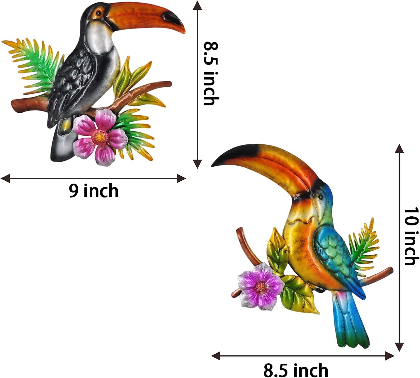 Metal Bird Wall Decor Toucan Tropical Outdoor Wall Art Suitable for Indoor and Outdoor Garden Fence Patio Decor.