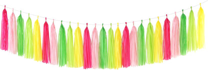 Hawaiian-Themed Pool Party-Decorations Tassel Garland - 25pcs Tropical Jungle Aloha Birthday Streamers,Pink Rose Yellow Green Summer Beach Baby Shower Tassels Banner Backdrop Decor Panduola