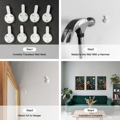 Celestdeco Vintage Dark Botanical Framed Canvas Wall Art Set, Colorful Floral Wall Decor, Nature Wildflower Wall Painting, Colorful Blossom Art Prints for Living Room, Bedroom, Office - 24"X36"X3