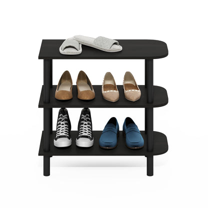 Furinno Turn-N-Tube Shoe Rack, 3-Tier Narrow Shoe Organizer, Shoe Rack Storage with Curved