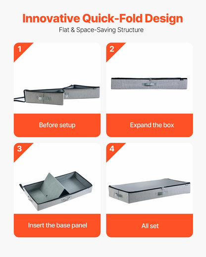 VEVOR Under Bed Storage with Clear Lids, 33.5 x 16.9 x 4.7 Inch, 45L Large Underbed Clothes Storage