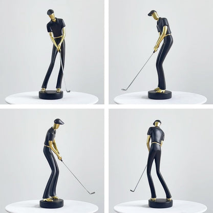 HAUCOZE Golf Figurine Statue Golfer Decoration Arts Home Decor Sculpture Polyresin Black 9.6 inch