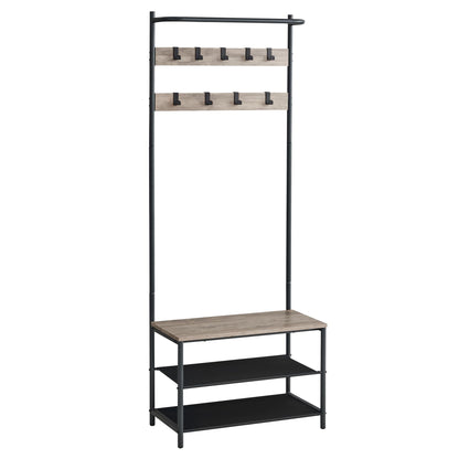 VASAGLE Hall Tree with Bench and Shoe Storage, Entryway Bench with Coat Rack Stand and Shoe Rack, 9