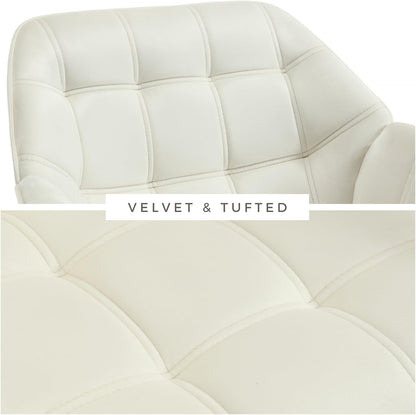 Modern Velvet Accent Chair with Ottoman Set of 2, Upholstered Lounge Chair with Footrest, Comfy Living Room Chair with Gold Legs Accent Side Chair Armchair for Small Space Bedroom, Beige