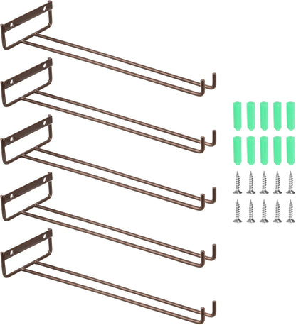 uxcell 5Pcs Wine Glass Rack, 11.81 Inch Iron Wine Glasses Rack Under Cabinet Stemware Rack - Wall Mountable Wine Glass Holder Storage Hanger for Bars Coffee Restaurants Kitchens, Bronze