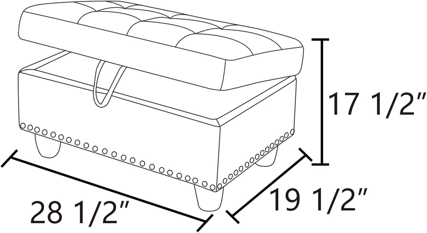 Ottoman Rectangular Storage Ottoman Bench, Flannel Footrest Stool Footstool with Lid for Living Room, Bedroom, Entryway, Light Gray, 28.5"x19"x17.5"