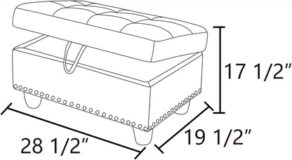 Ottoman Rectangular Storage Ottoman Bench, Flannel Footrest Stool Footstool with Lid for Living Room, Bedroom, Entryway, Light Gray, 28.5"x19"x17.5"