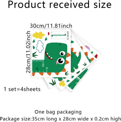 Dinosaur Self-adheve Vinyl Nursery Wall Decal Baby Growth Chart Sticker for Bedroom Play Room