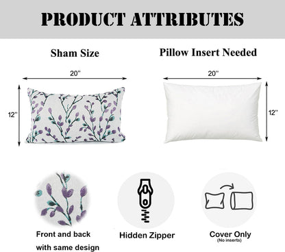 YOUR SMILE Classical Embroidery Jacquard Purple Square Decorative Throw Pillow Case Cushion Cover,12x20 inch