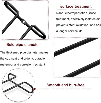 Enenes Heavy Duty Metal Stemware Rack 2 Pack, 10.3 Inch Under Cabinet Hanging Wine Glass Holder for Kitchen Bar, Organize Cups, Goblets, Wine Glasses