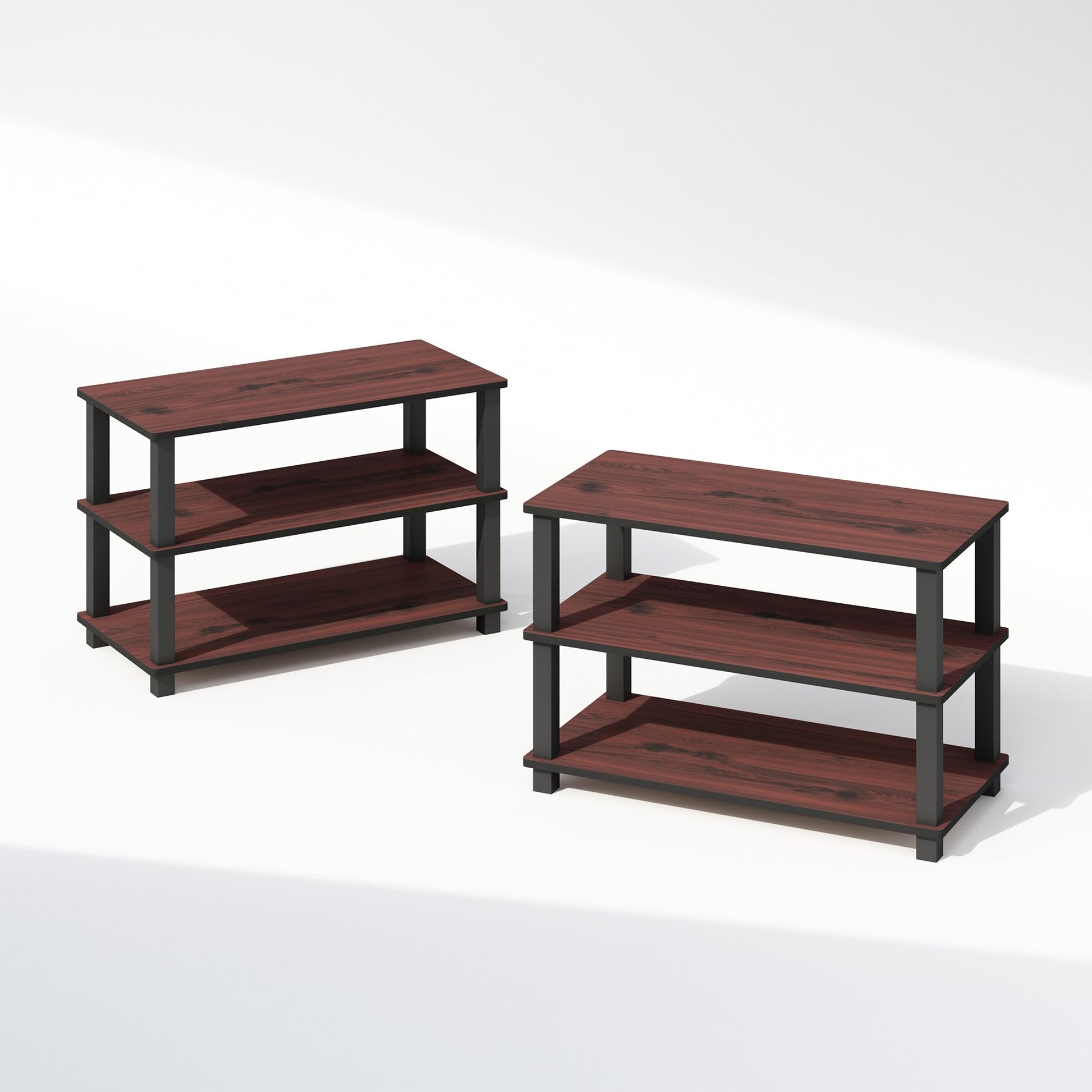 Furinno Turn-S-Tube Storage Shelves Set of 2, 3-Tier Stackable Standing Shelf, Open Corner Shelf