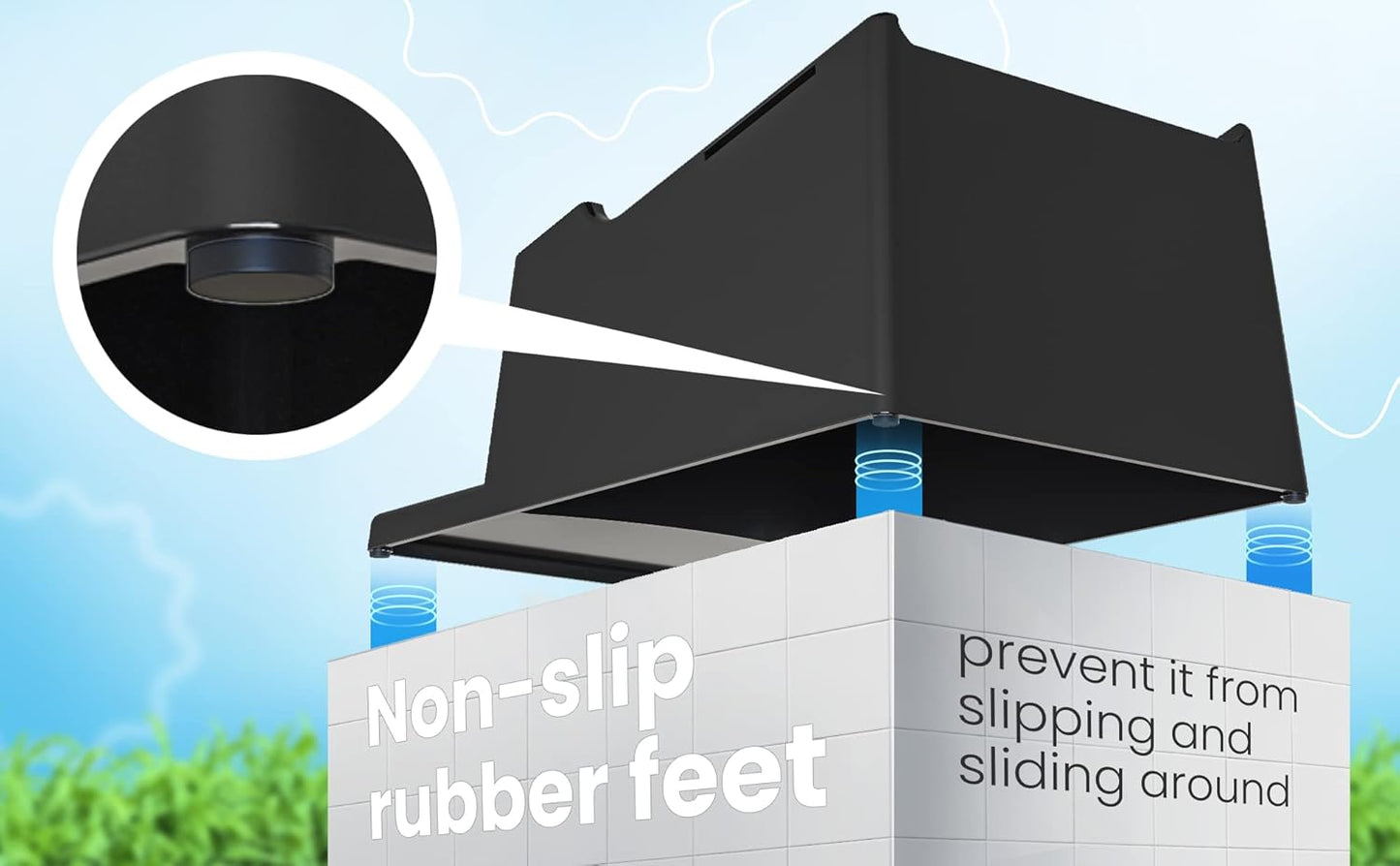 TidyFriend No-Spill 2 Pk Liquid Laundry Detergent Dispenser Holder, Laundry Soap Dispenser Holder with Drip Tray for Laundry Room Organization (No Strap, Black)