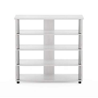Furinno Turn-N-Tube 5 Tier Wide Shoe Rack, White Oak, Stainless Steel Tubes 32 Inch