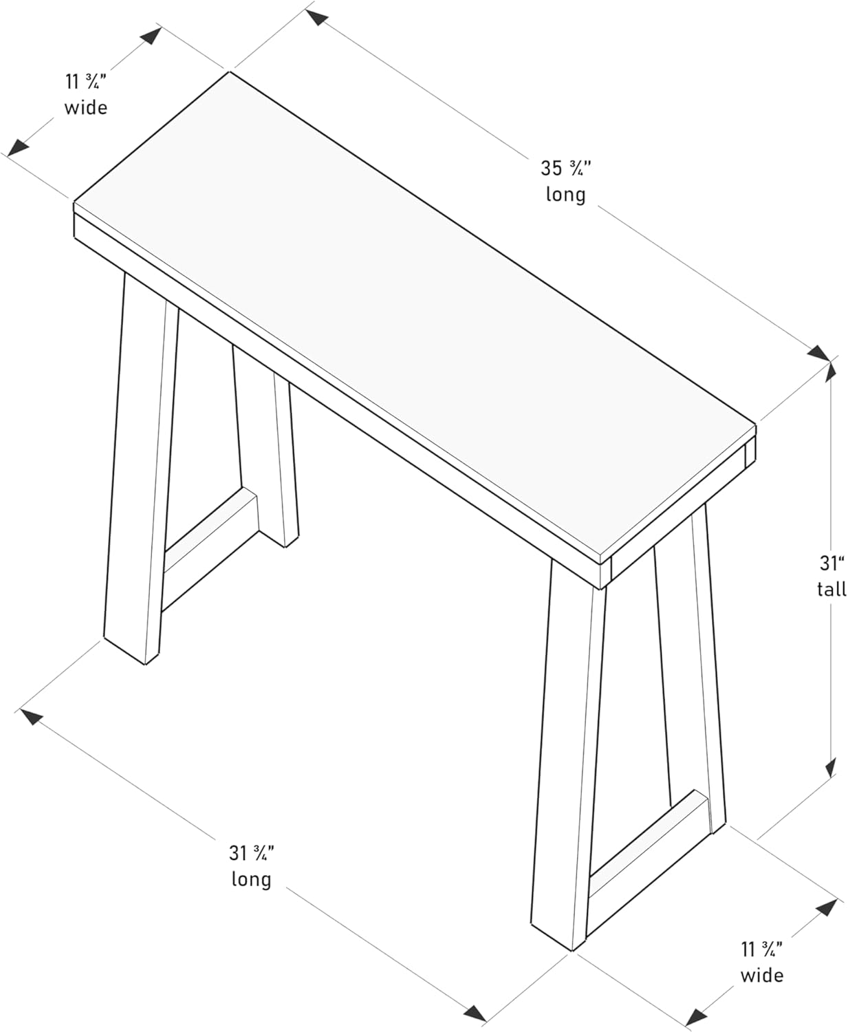 Plank+Beam Solid Wood Console Table, 36 Inch, Sofa Table, Narrow Entryway Table for Hallway, Behind The Couch, Living Room, Foyer, Easy Assembly, Seashell