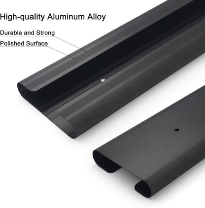 GeLive 12 Inch Wine Glass Holder Under Cabinet Stemware Rack Wine Glass Hanger Storage Organizer for Kitchen and Bar Aluminum Alloy Set of 2 (Black)