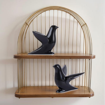Modern Black Ceramic Bird Figurine – 5.1in Bird Statue for Home Decor Shelf or Table – Small Animal Sculpture Gift, Bird Room Decor, Bird Ornaments, Black Decor Accents