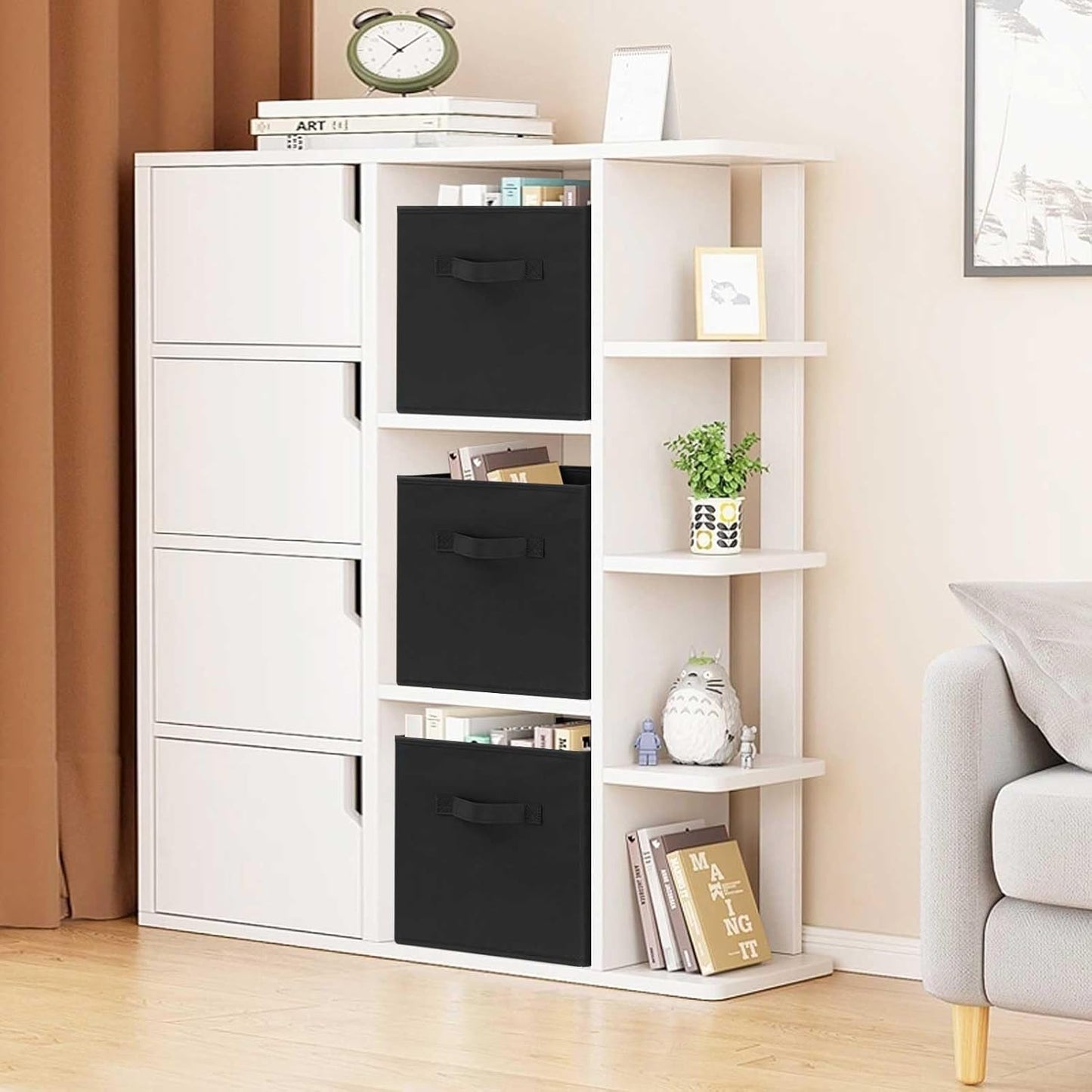 GhvyenntteS Storage Cubes 12 Pack, 11 Inch Cube Storage Bins with Dual Handles, Collapsible Heavy Duty Fabric Bins for Shelves Closet, Baskets for Organizing Clothes Bedding Toys Books (Black)