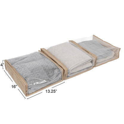 Household Essentials Under Bed Zippered Sweater Storage Bags with Clear Vision Panel, Set of 3