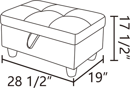 Ottoman Rectangular Storage Ottoman Bench, Footrest Stool Footstool with Lid for Living Room, Bedroom, Entryway, Brown, 28.5"x19"x17.5"