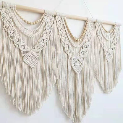 guzhiou large macrame wall hanging - Boho Tapestry Macrame Wall Decor Art- Chic Bohemian Handmade Woven Tapestry Home Decoration for Bedroom Living Room Apartment Wedding Party - 43"x32" (Wood bead)