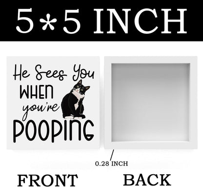 Funny Bathroom Decor Are You Pooping Cat Sign Funny Bathroom Toilet Table Decoration Funny Cat Gifts Bathroom Wall Decor Cat Gifts for Women Gifts for Cat Lovers, Bathroom Wooden Box Sign Decor