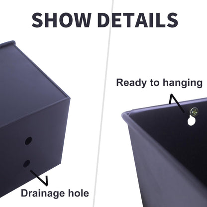 Wall Hanging Planters for Outdoor Plants 16 Inch Large Metal Fence Pots with Hooks for Outside Garden Balcony Plants 3PCS（Black）