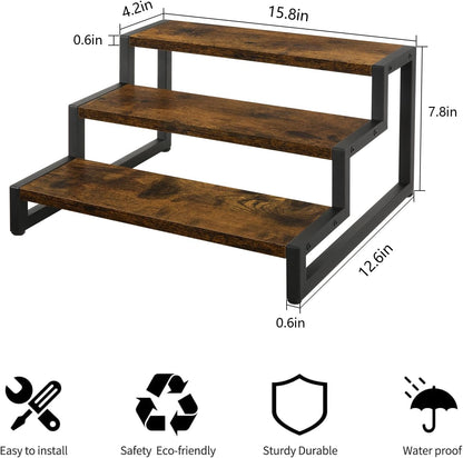 YINMIT Spice Rack Organizer for Countertop, 3 Tier Kitchen Counter Shelf, Wooden Tiered Display Stand Riser Shelf