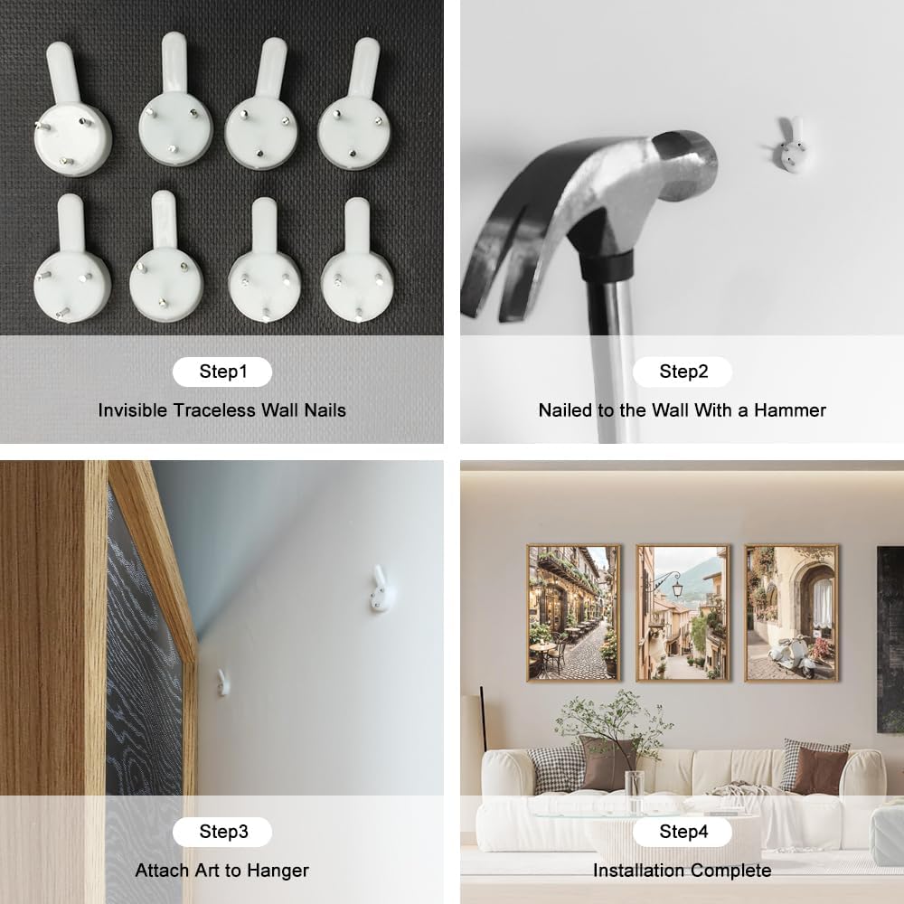 HPINUB Foreign Scenery Framed Canvas Wall Art Set,Vintage Travel City Wall Decor,Modern Minimalist Europe Street Picture Artwork Nature Landscape Art Print for Living Room,Bedroom-16 x24 x3