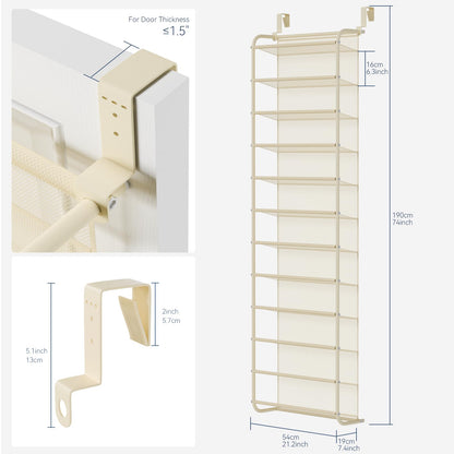 Whitmor 36 Pair Over The Door Shoe Organizer, 12 Tier Hanging Shoe Organizer, Heavy Duty Metal &