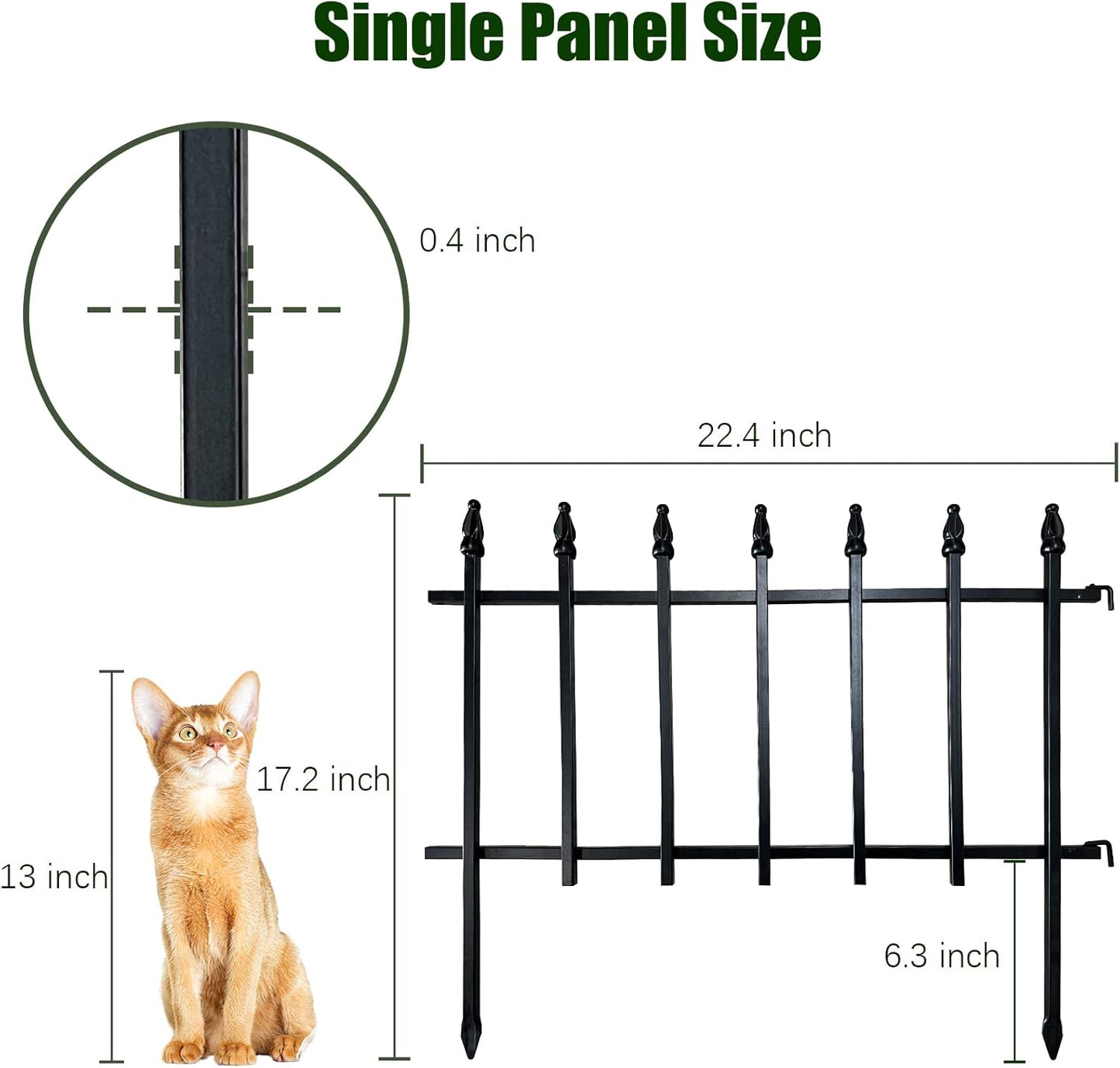Metal Decorative Garden Fence 22" Wide x 18" High (5 Panels, Total Length 9.17 feet), Metal Border Folding Fence, Landscape Fencing for Flower Bed, Yard, Animal Barrier