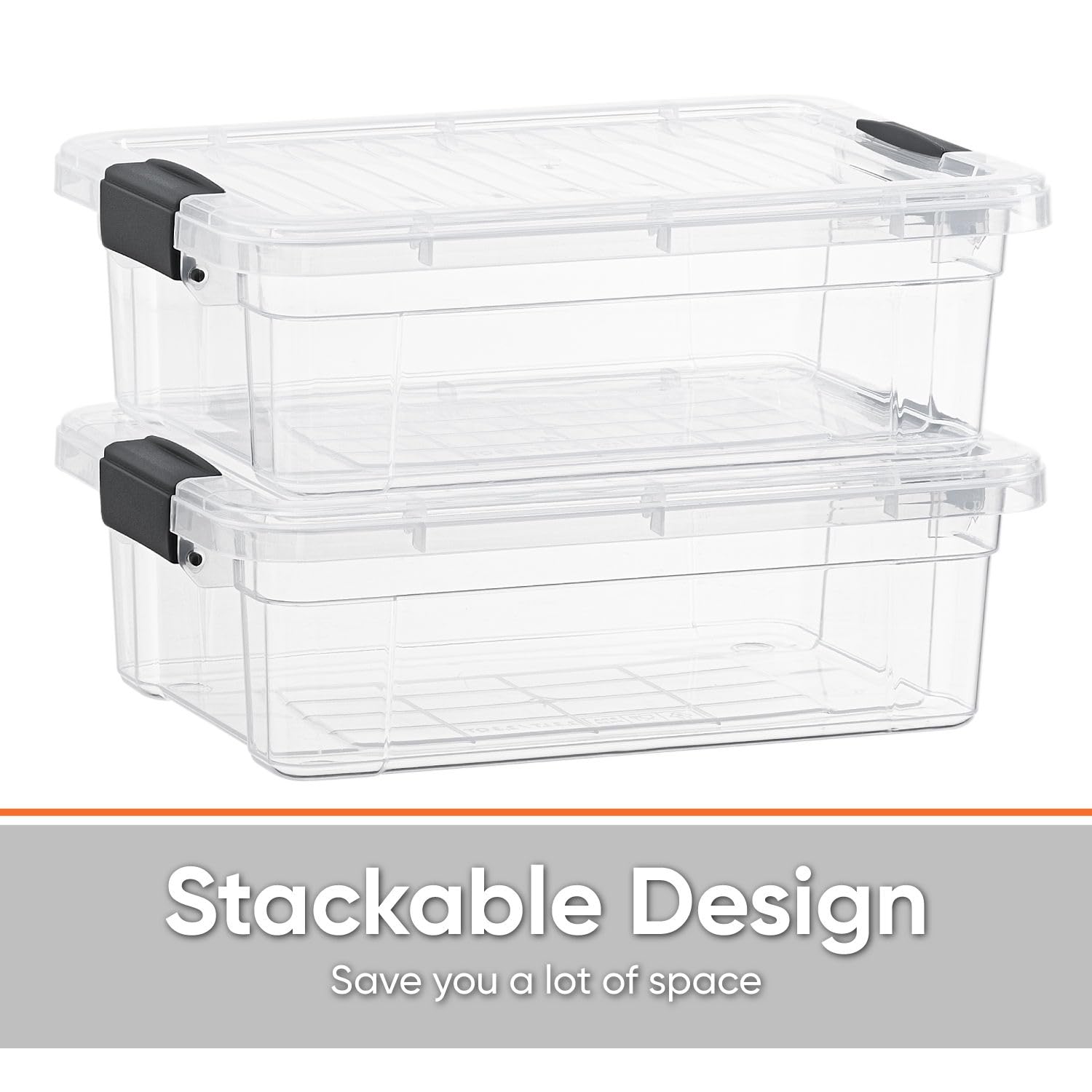 Superio Clear Storage Boxes with Lids, 1.27 Quart Plastic Container Bins for Organizing, Stackable