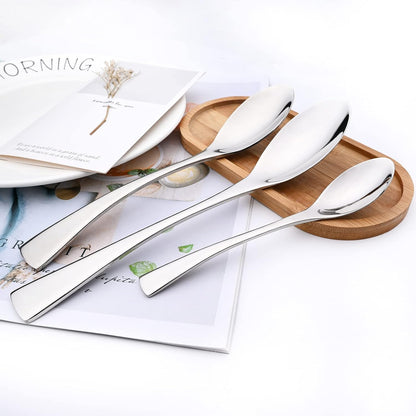 24-Piece Silver Flatware, Mirror 18/10 Stainless Steel Modern & Luxury Dinnerware Set With Serrated Steak Knife Teaspoon For Daily Use or Dinner Party Restaurant - Service For 4