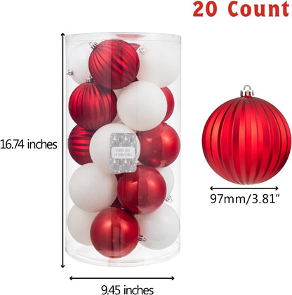 Every Day is Christmas 20ct Christmas Ornaments, Shatterproof Christmas Tree Ornaments Set, 92cm/3.6" Christmas Balls Decoration