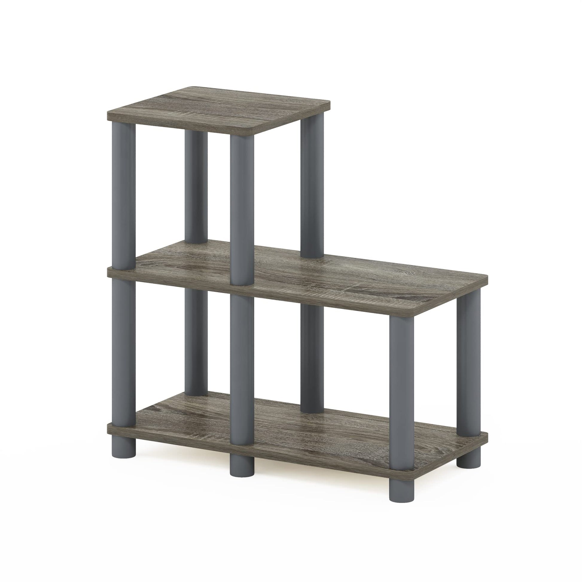 Furinno TURN-N-TUBE Storage Shelves, 2-Tier Ladder Shape Book Shelf with Open Frame Design, 3-Cube