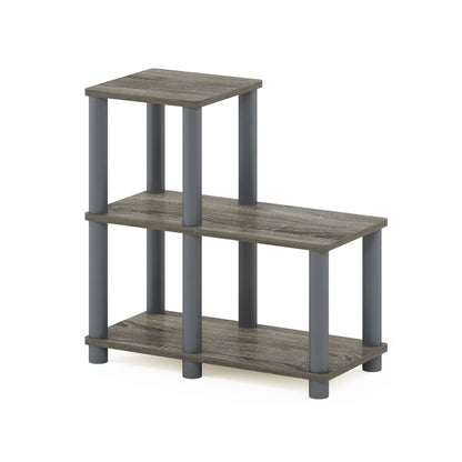 Furinno TURN-N-TUBE Storage Shelves, 2-Tier Ladder Shape Book Shelf with Open Frame Design, 3-Cube