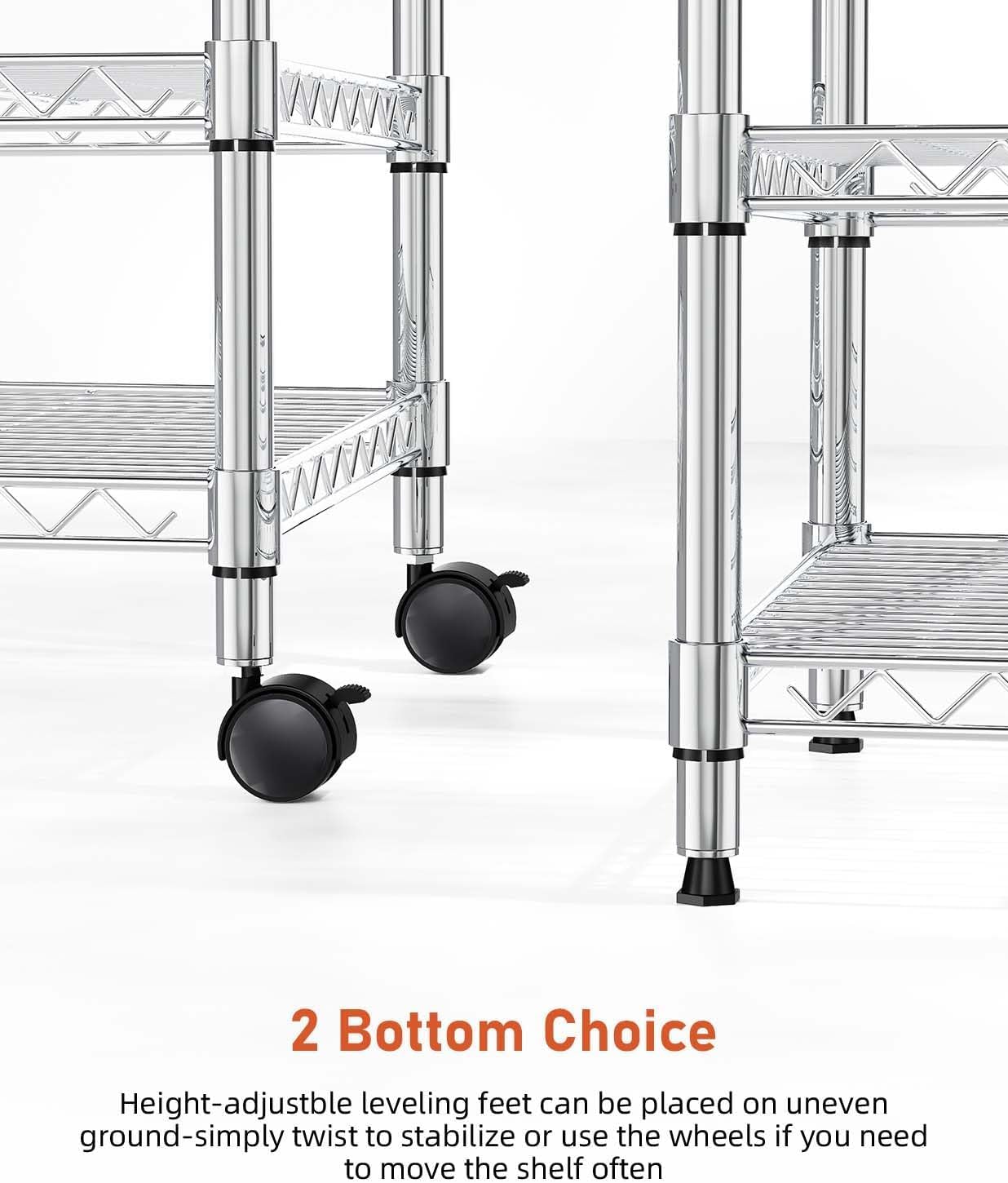 Heavy Duty 3-Shelf Shelving Unit, 24.02" W x 13.78" D x 21.97" H Chrome Steel Storage Rack with